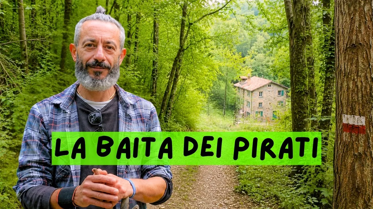 Miniatura di un video del canale: un uomo sul sentiero nel bosco, con la scritta «La baita dei pirati»